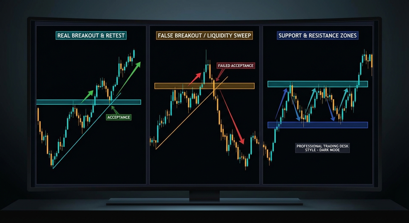Breakouts and False Breakouts: Entries, Retests, and Failure Traps