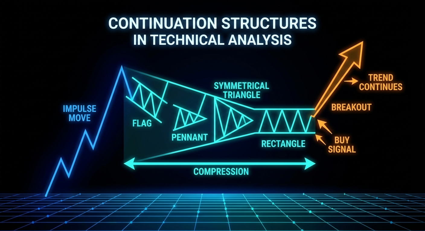 Continuation Chart Patterns: Flags, Pennants, Triangles, and Rectangles