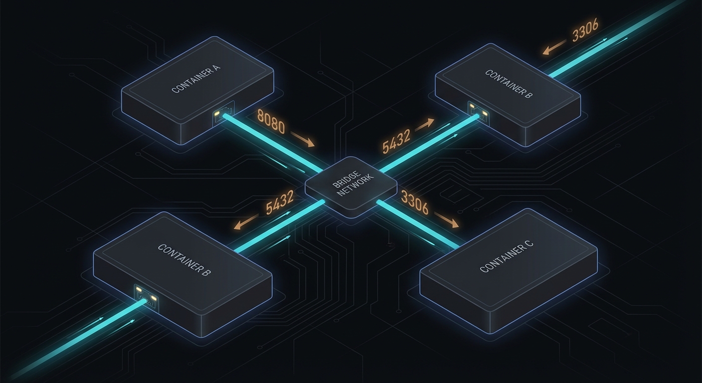 Docker container networking diagram with bridge networks