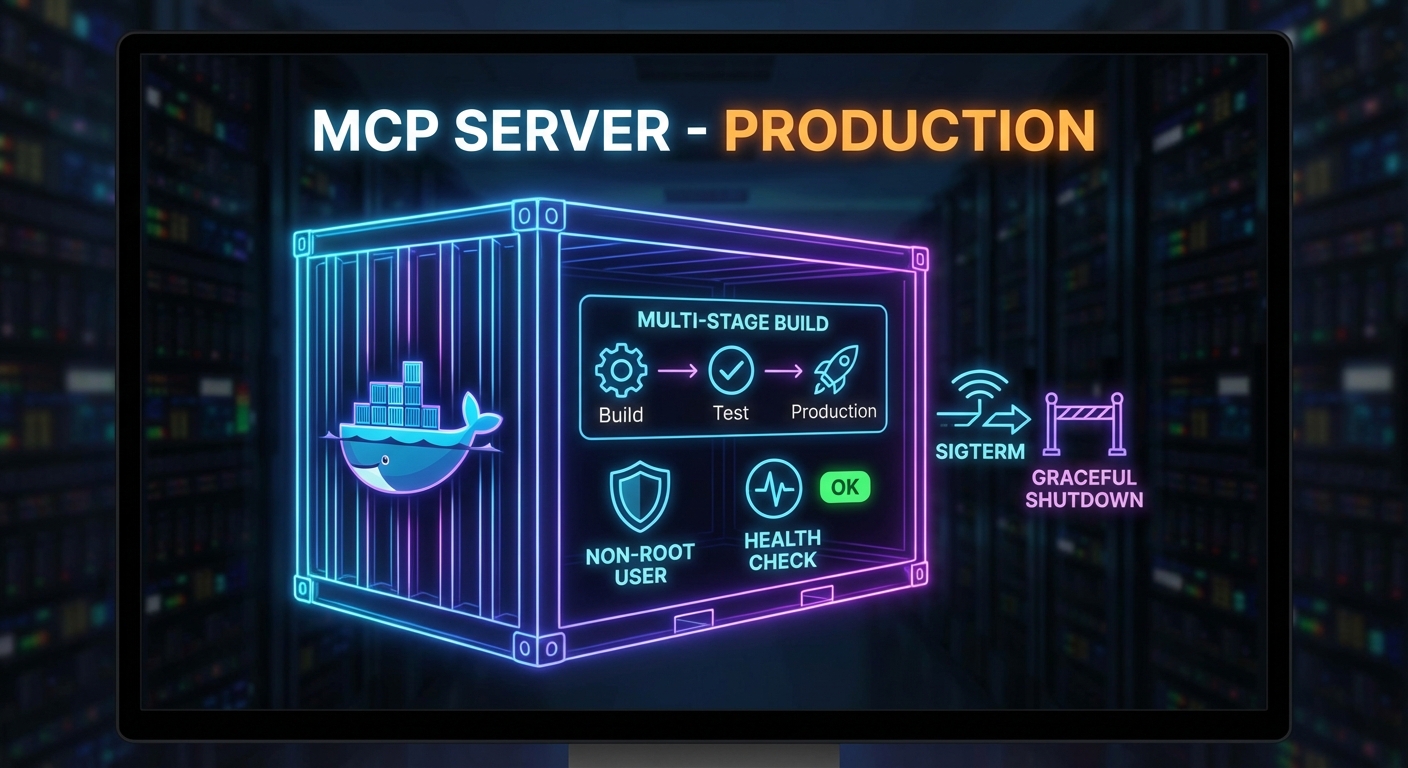 MCP server Docker container architecture health check graceful shutdown signal handling production deployment dark