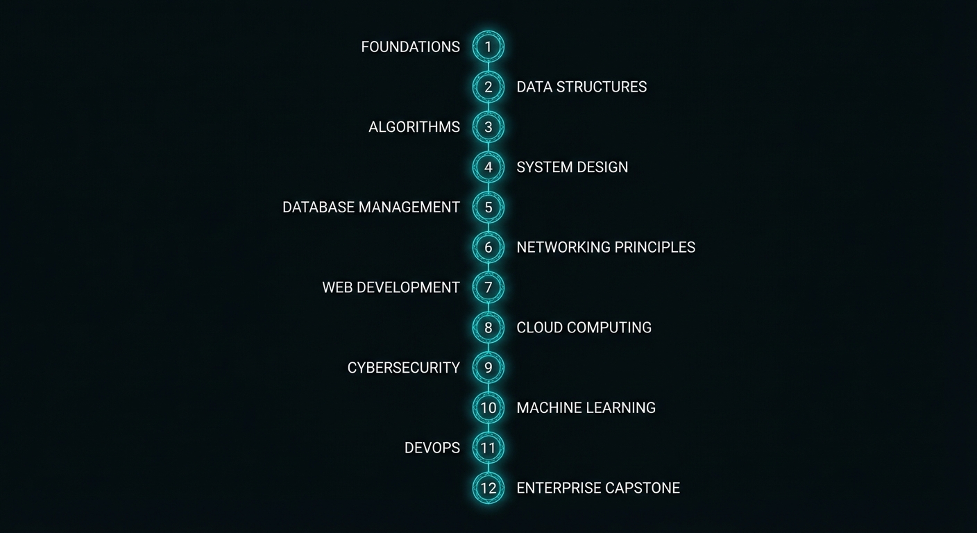 MCP course structure - 12 parts from foundations to capstone projects