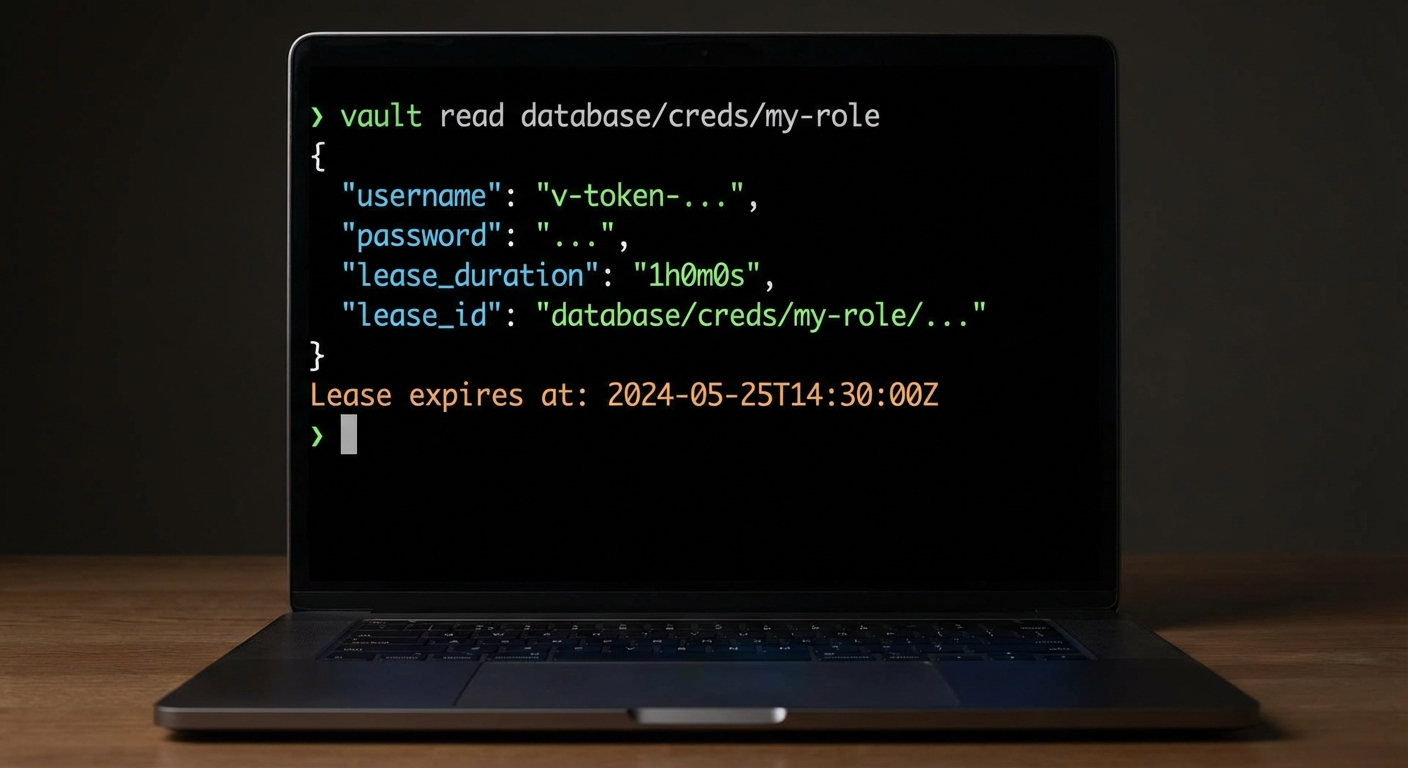 HashiCorp Vault dynamic database credentials flow MCP server requesting fresh credentials lease lifecycle dark