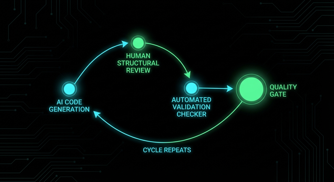 Human-AI review loop with quality gate