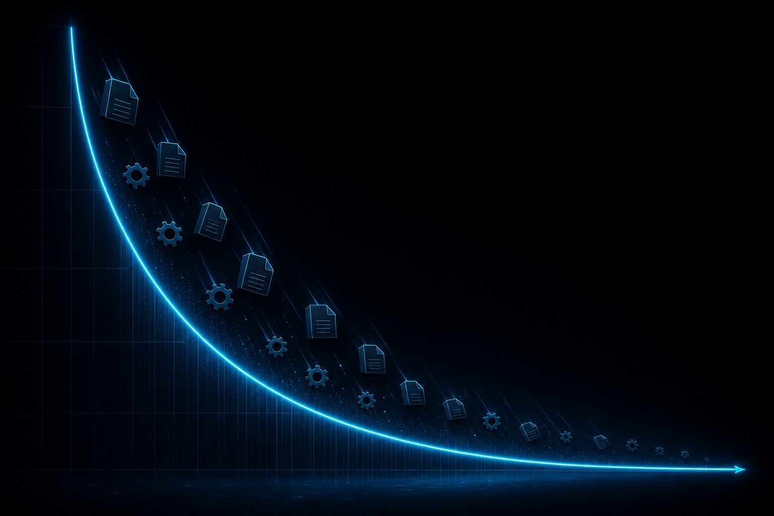 Dark visualisation of a collapsing cost curve for cognitive work