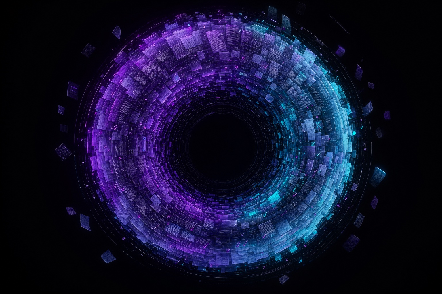 Abstract flywheel of organisational memory accumulating around AI workflows