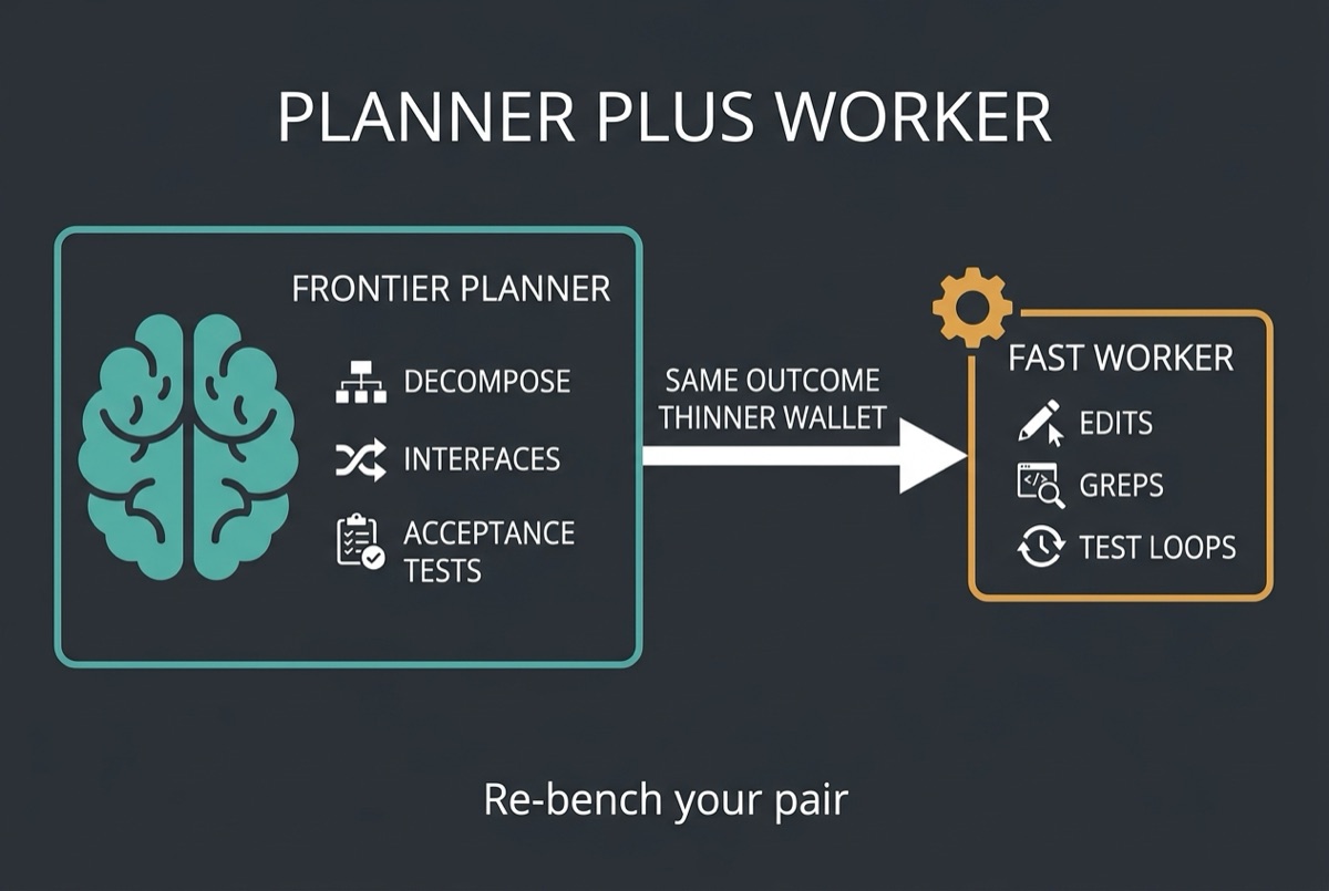 Planner worker pattern: K3 plans, smaller model executes tool steps