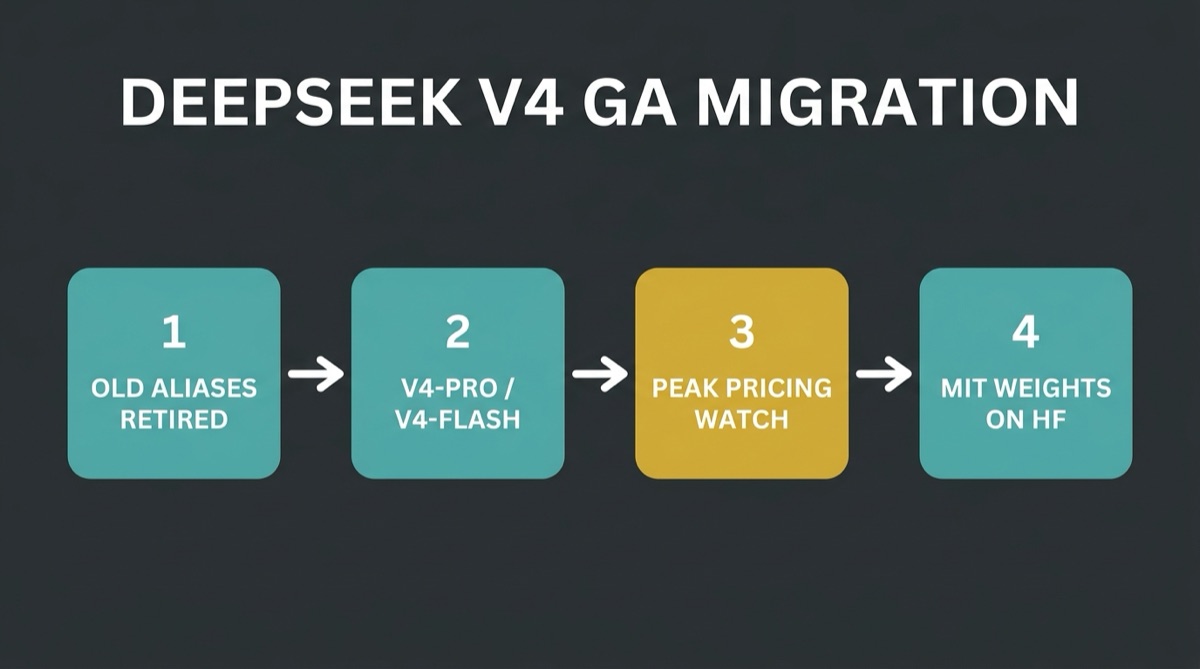 Lecture map: DeepSeek V4 GA: Peak Pricing, Model-ID Retirement, and MIT Weights