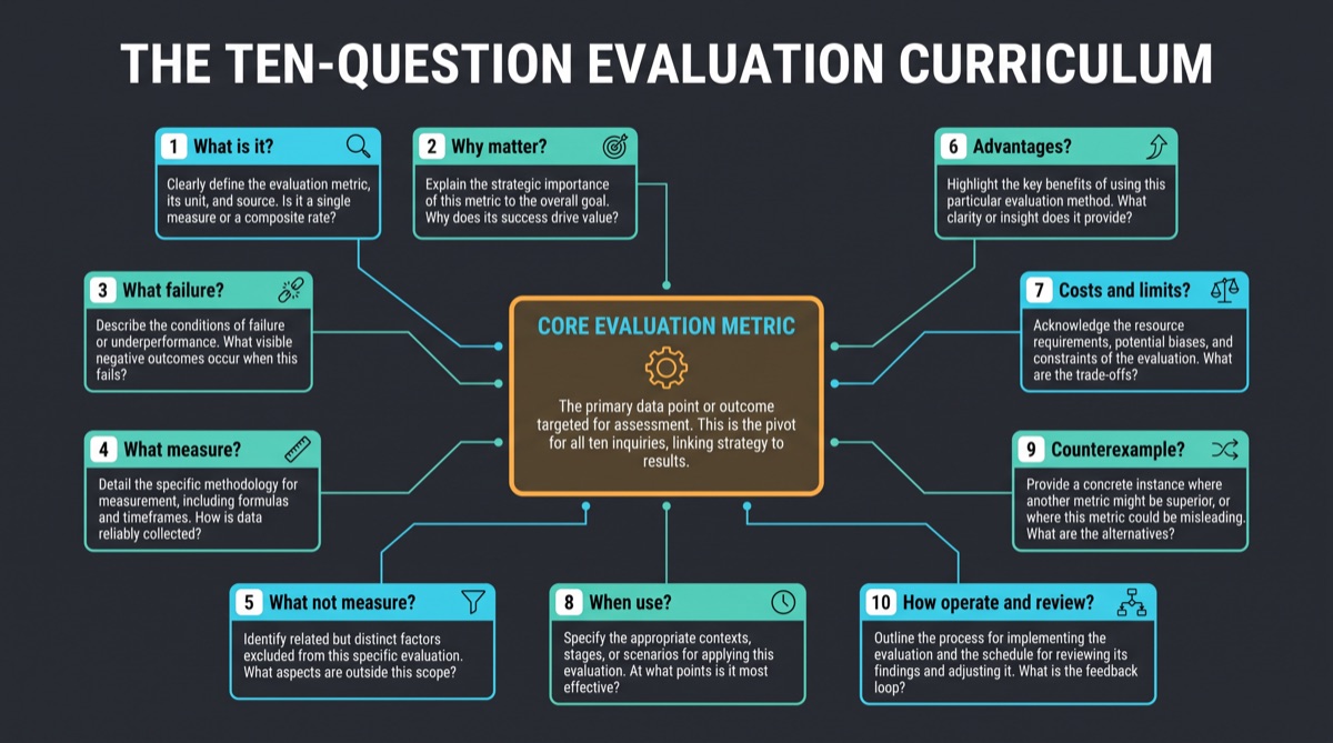 Ten-question RAG evaluation curriculum for every metric and control